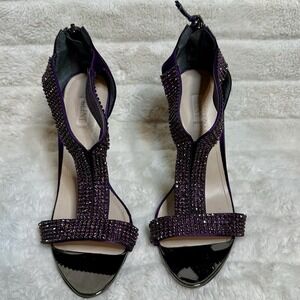 Glint Devyn Purple Satin Rhinestone Heels Women's Size 5